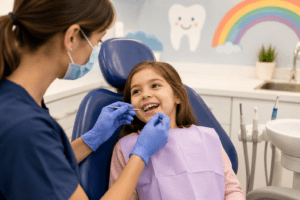 Child at a check-up with North Sydney children's dentist